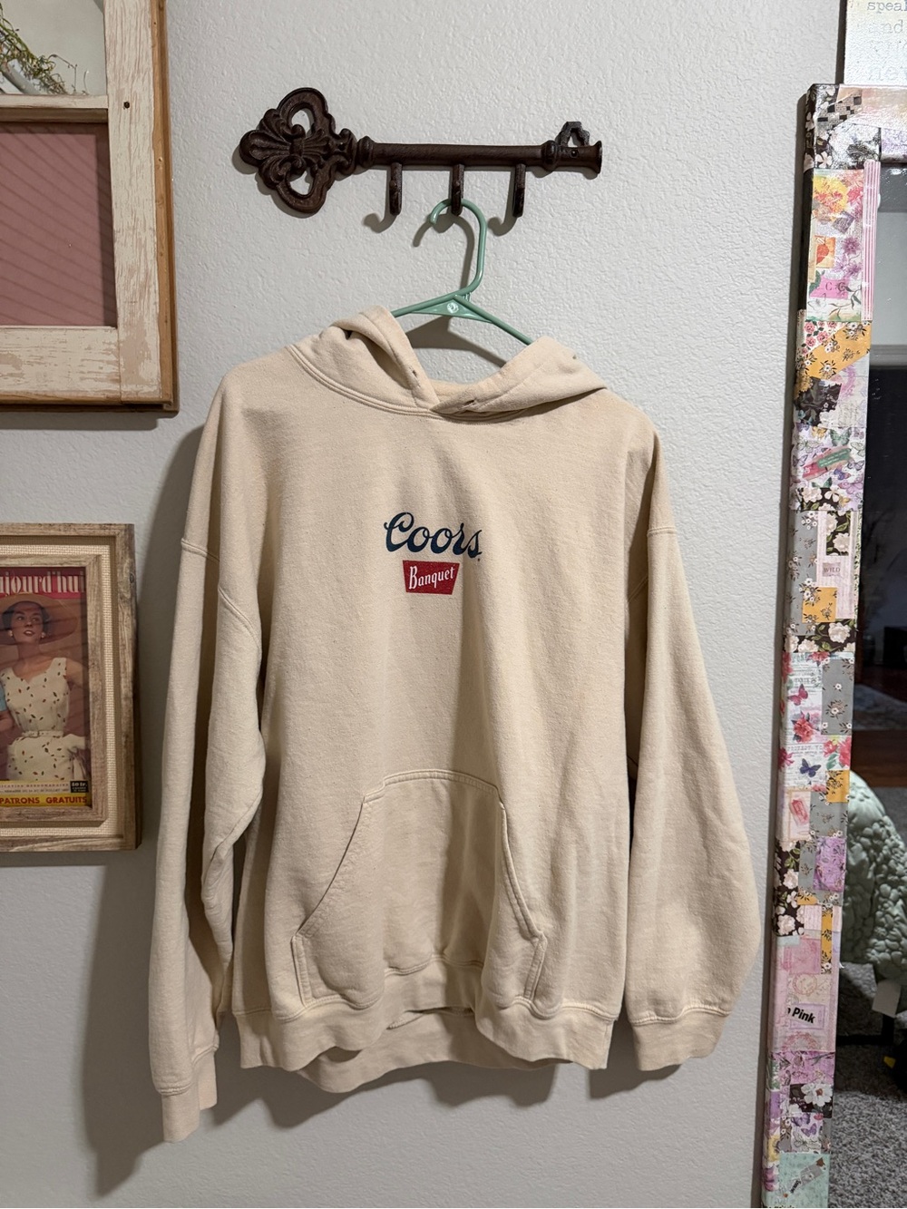 Coors Banquet Men's Cream Hoodie Sweater